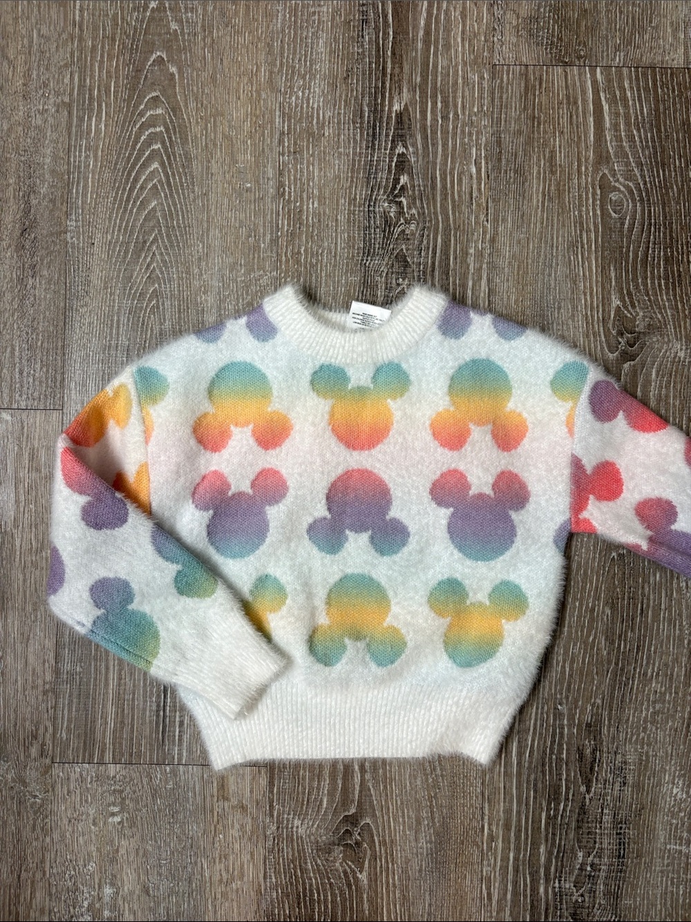 Disney Rainbow Ombré Minnie Mouse Fuzzy Sweater
